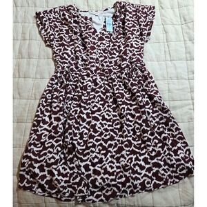 Loft Petite Women's Burgundy Red‎ and White Tunic Summer Dress Size Small